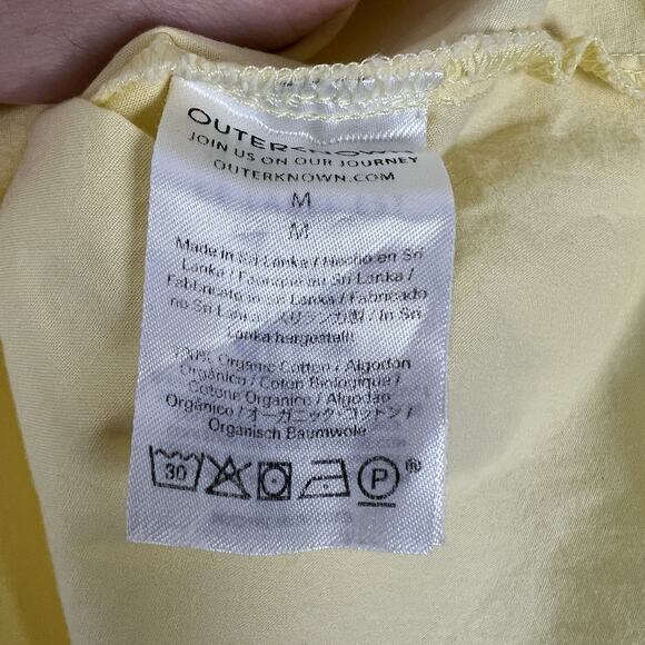 Outerknown Shirt Womens Medium Yellow Button Up 100%Organic Cotton Boyfriend Fit - Picture 4 of 8